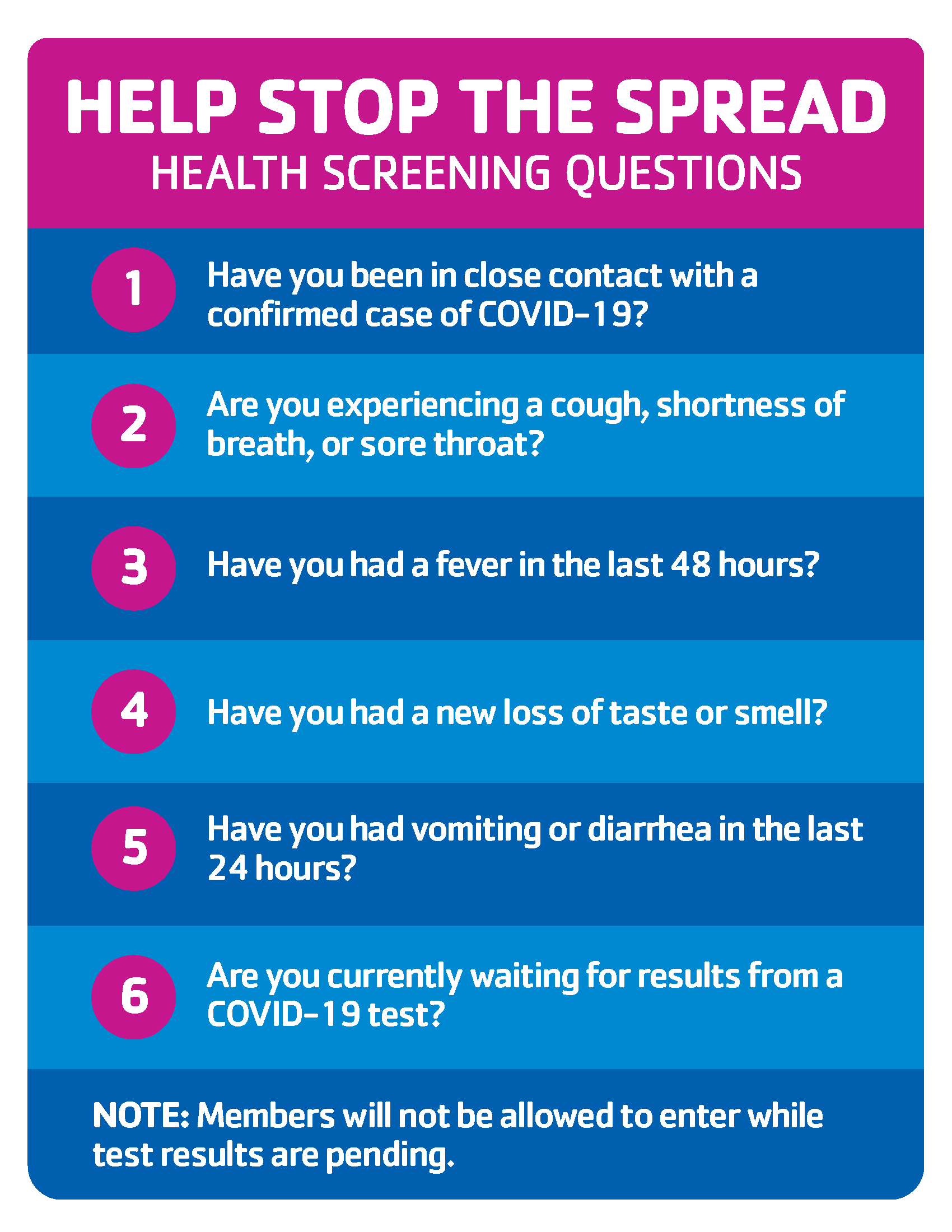 Updated COVID 19 Health Screening Q s Face Coverings YMCA OF